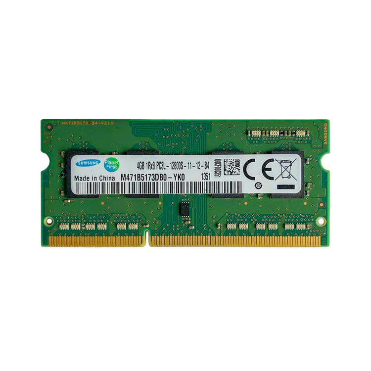 رم لپتاپ سامسونگ DDR3L تک کاناله 4 گیگابایت مدل PC3L-12800 فرکانس 1600 مگاهرتز ولتاژ 1.35 ولت تایمینگ 11 نوع ماژول SO-DIMM