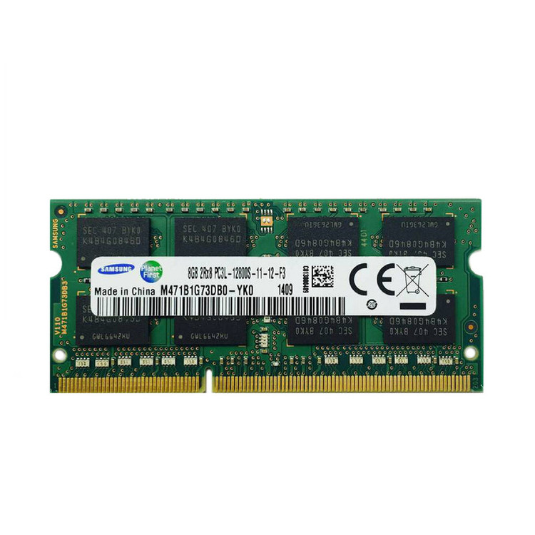 رم لپتاپ سامسونگ DDR3L مدل 12800S ظرفیت 8 گیگابایت SO-DIMM تک ماژول با فرکانس 1600 مگاهرتز و پیکربندی دو کاناله