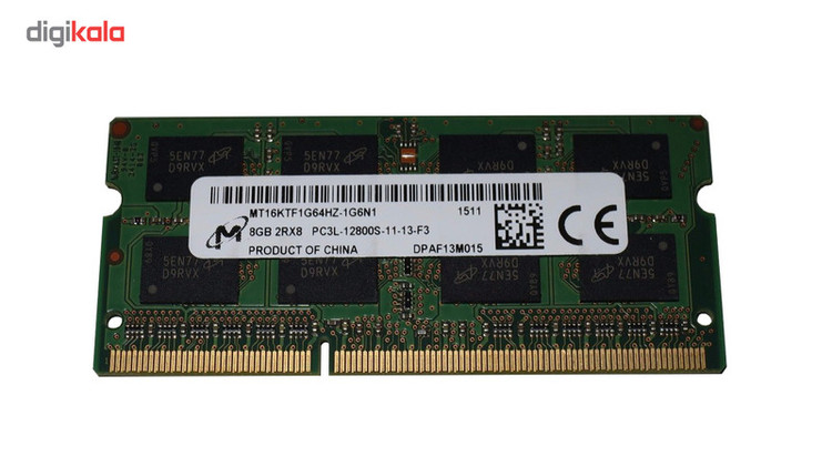 رم لپتاپ میکرون DDR3L ظرفیت 8 گیگابایت فرکانس 1600 مگاهرتز مدل 1600 PC3L 12800S تک ماژول